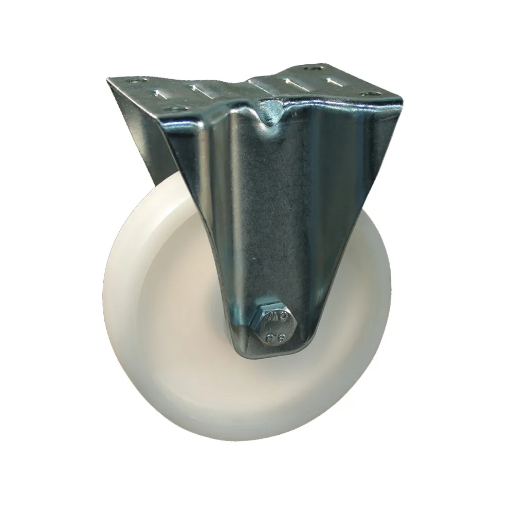 Rueda fija PP Ø175mm - banda de rodadura azul - Cojinete de deslizamiento - Fijación de placa 135x105mm - St - Acero