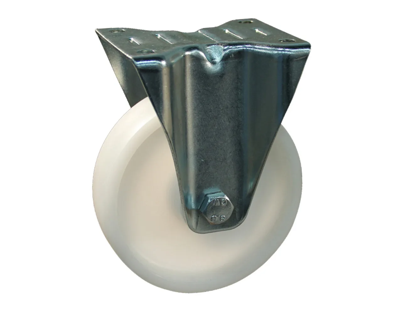 Rueda de nylon fija con placa superior – Rueda nylon - 800kg - horquillas de acero