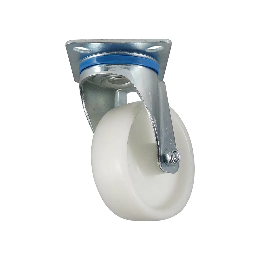 Rueda de nylon giratoria con placa superior