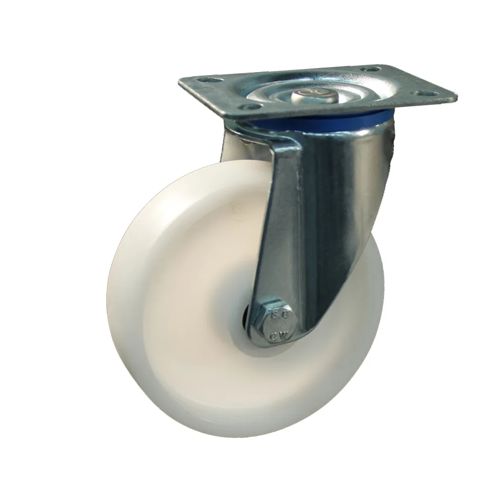 Rueda de nylon giratoria con placa superior