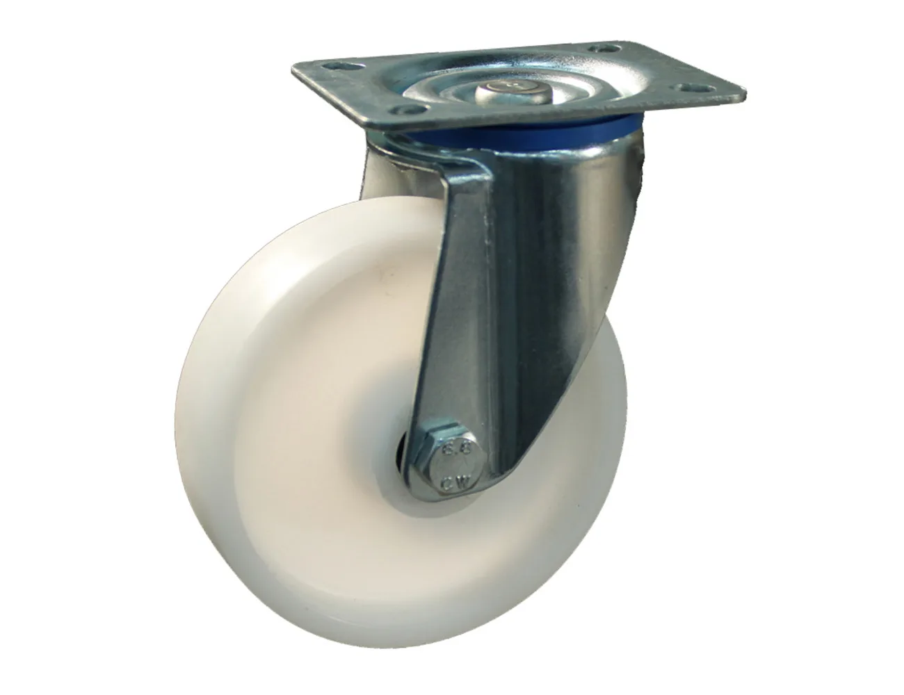 Rueda de nylon giratoria con placa superior – Rueda nylon - 800kg - horquillas de acero