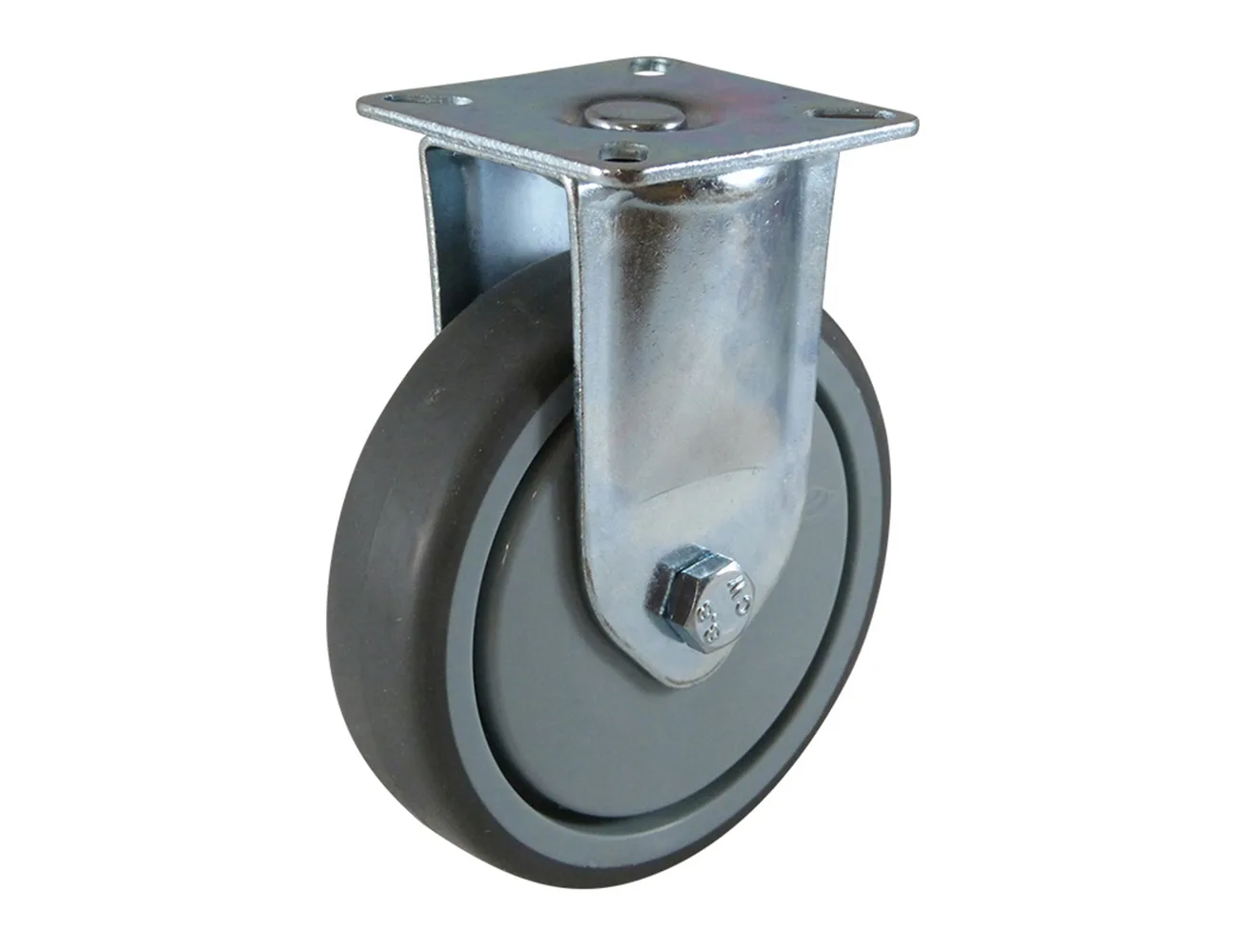 Rueda industrial fija con placa superior – Rueda industrial TPE - 100kg - horquilla de acero