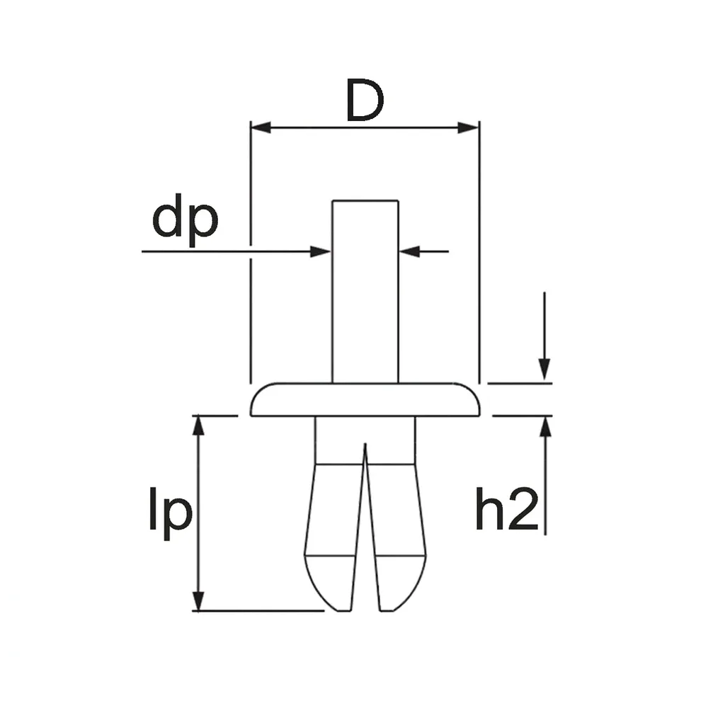 Dibujo técnico: Remache clásico ciego - PA 6.6