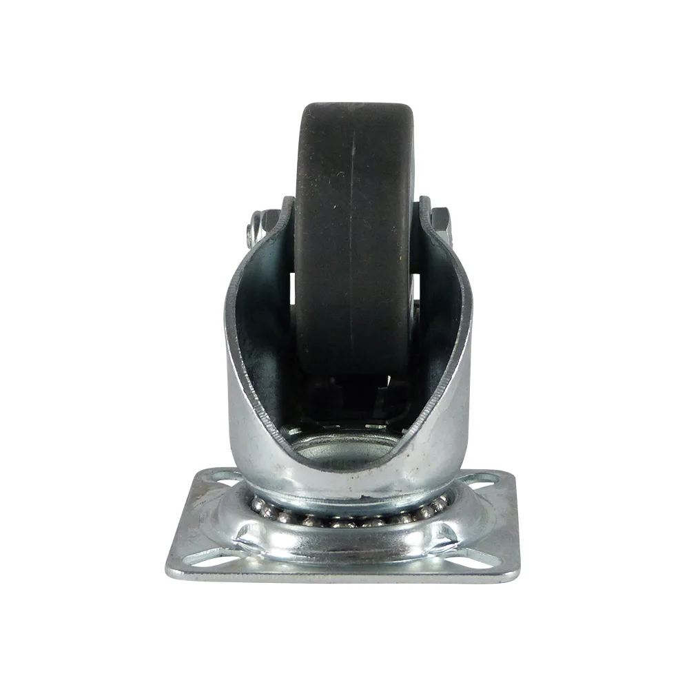Rueda giratoria para aparatos con freno PP Ø100 - banda de rodadura Caucho / TPE - Rodamiento de bolas - fijación por platina 60x60mm - St - Acero imagen 4