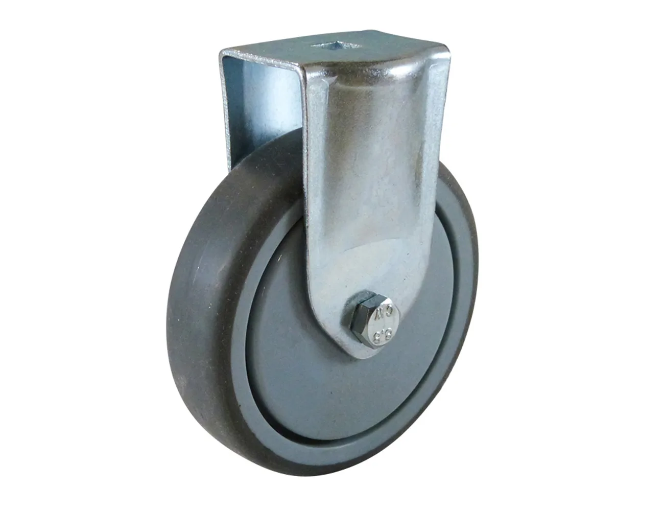 Rueda industrial fija con agujero central – Rueda industrial TPE - 100kg - horquilla de acero