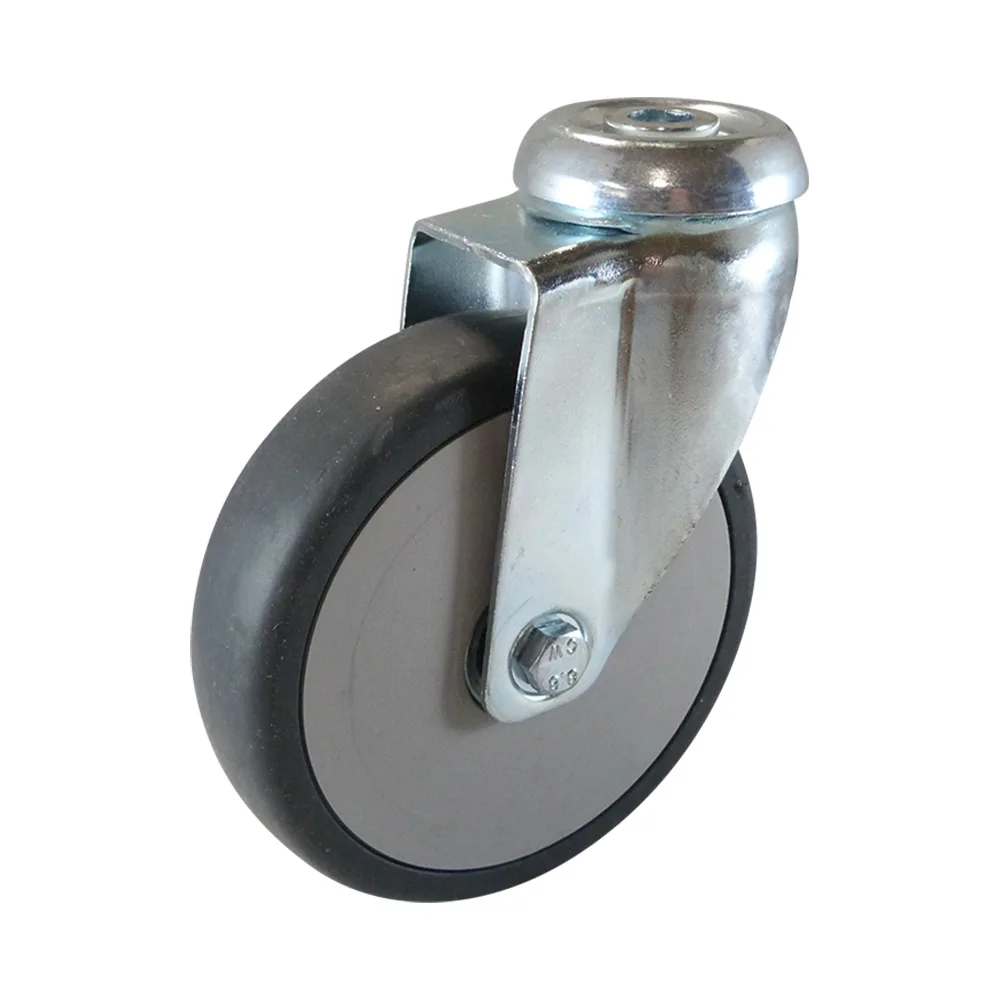 Rueda fija para aparatos PP Ø100 - banda de rodadura Caucho / TPE - Rodamiento de bolas - agujero para perno Ø10.3mm - St - Acero imagen 4