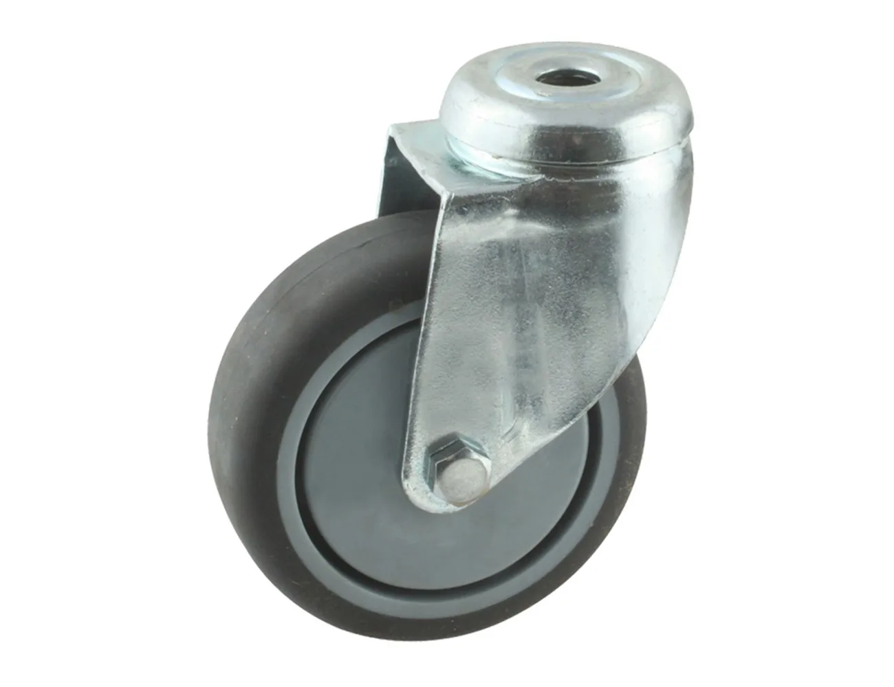 Rueda industrial giratoria - Agujero central – Rueda industrial TPE - 100kg - horquilla de acero