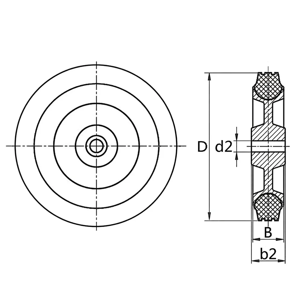 Dibujo técnico: Rueda de goma maciza