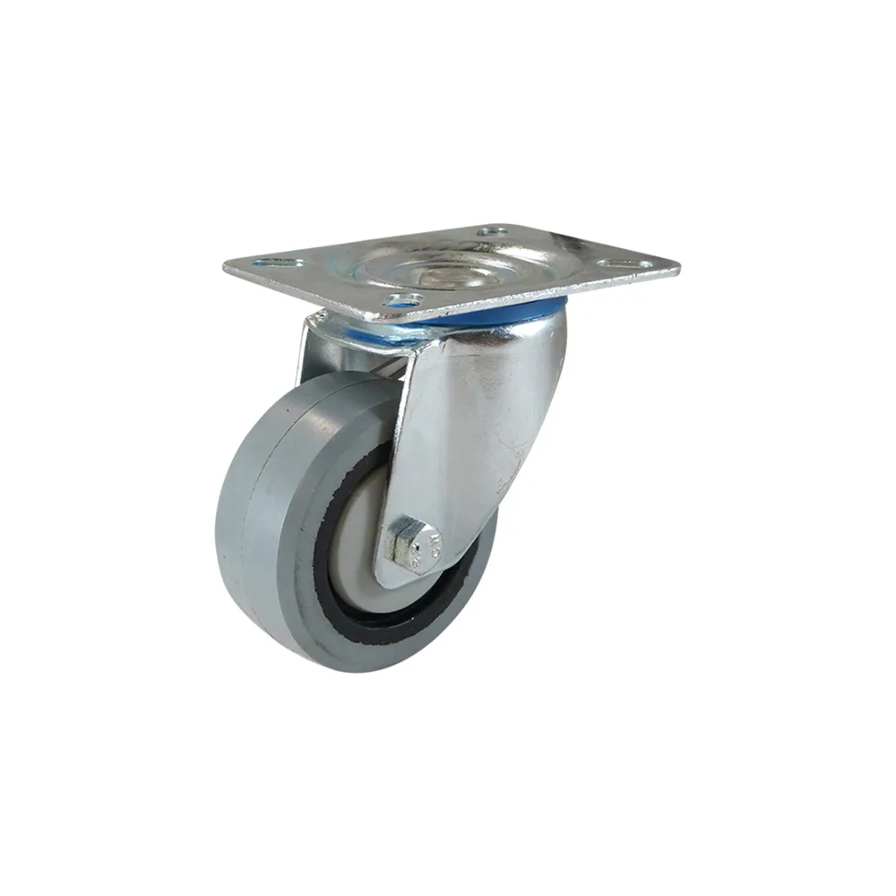Rueda giratoria PA Ø125mm - banda de rodadura gris Caucho / TPE - Rodamiento de bolas - Fijación de placa 105x80mm - St - Acero imagen 2