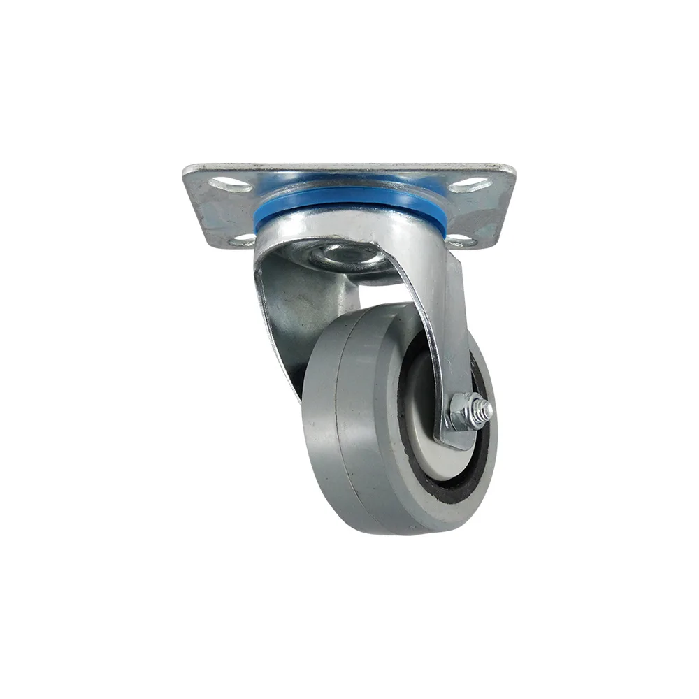 Rueda giratoria PA Ø125mm - banda de rodadura gris Caucho / TPE - Rodamiento de bolas - Fijación de placa 105x80mm - St - Acero imagen 3