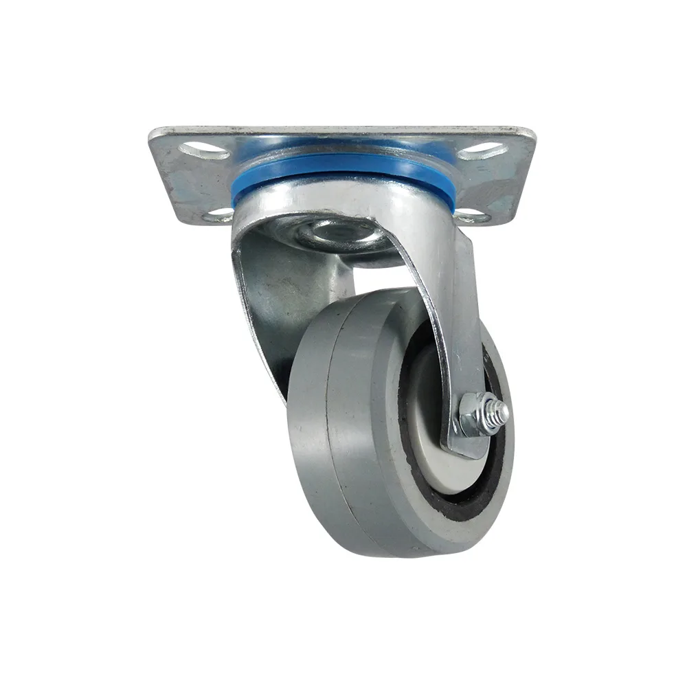 Rueda giratoria PA Ø125mm - banda de rodadura gris Caucho / TPE - Rodamiento de bolas - Fijación de placa 105x80mm - St - Acero imagen 4