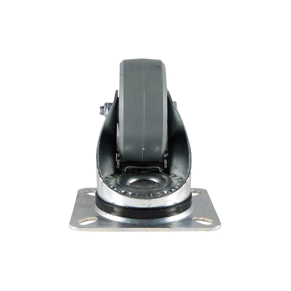 Rueda giratoria con freno PA Ø125mm - banda de rodadura azul Caucho / TPE - Rodamiento de bolas - Fijación de placa 105x80mm - St - Acero imagen 5