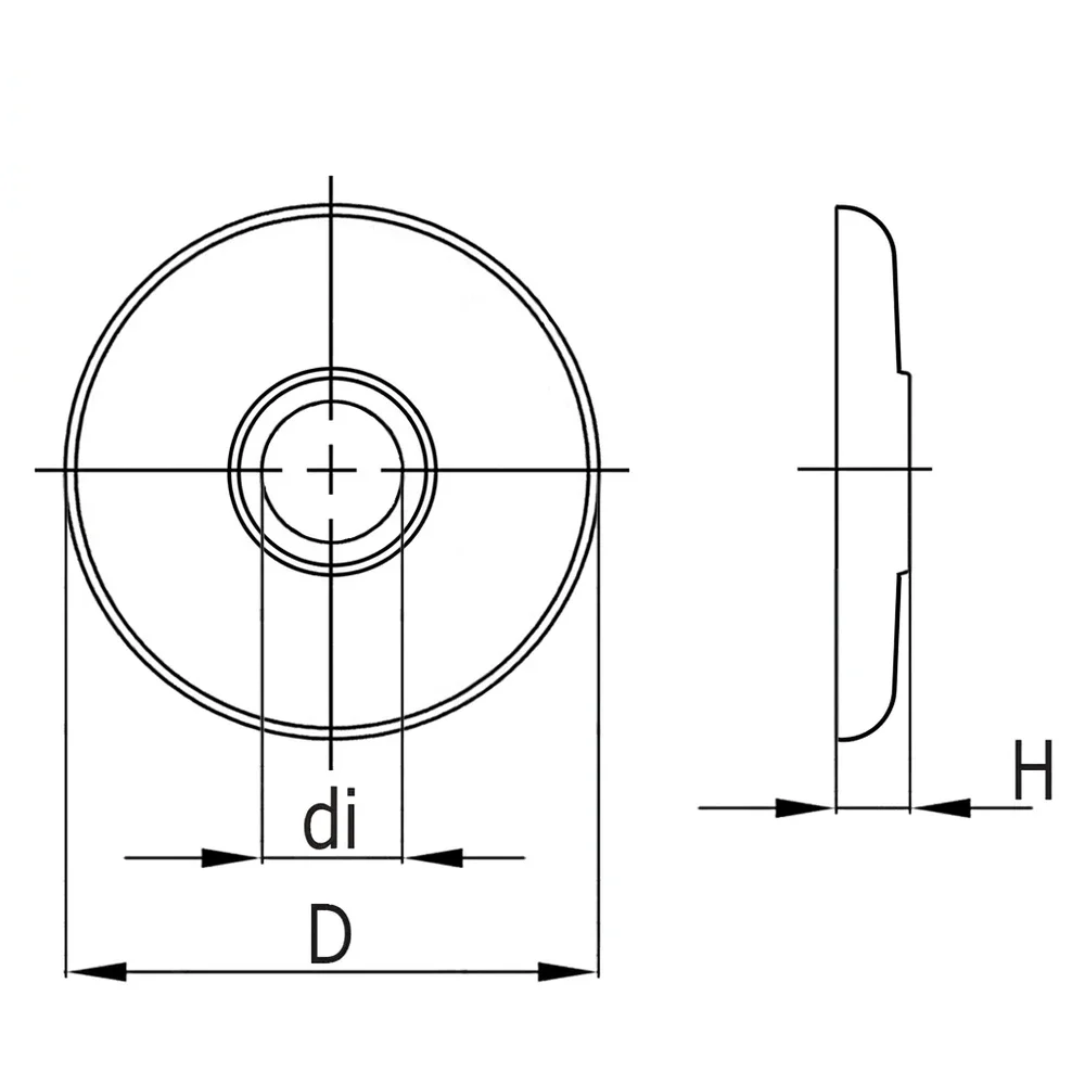 Plano acotado Roseta redonda PA Ø45x10mm - orificio Ø15mm - Negro