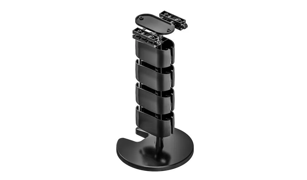 Columna pasacables ovalada 1200mm PP - 4 cables completos con pie de fijación - Negro imagen 2