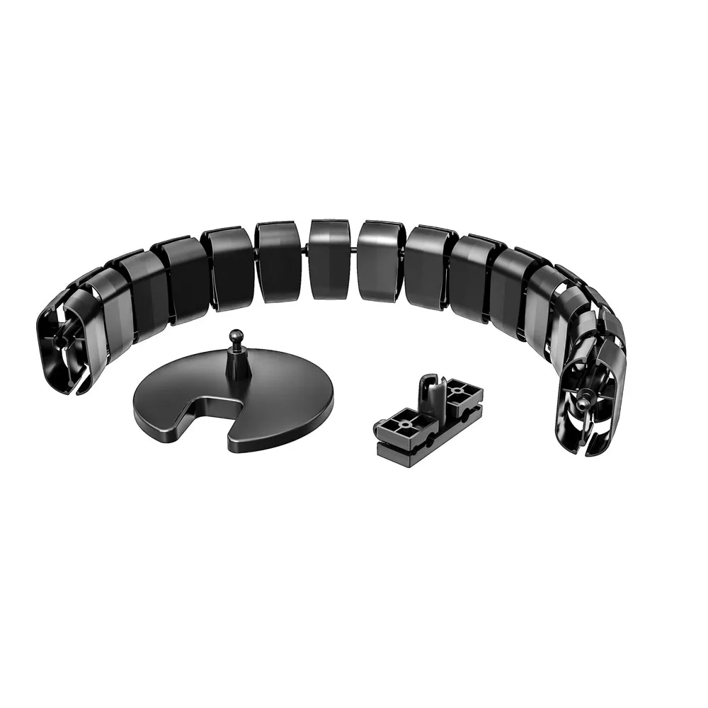 Columna pasacables ovalada 1200mm PP - 4 cables completos con pie de fijación - Negro