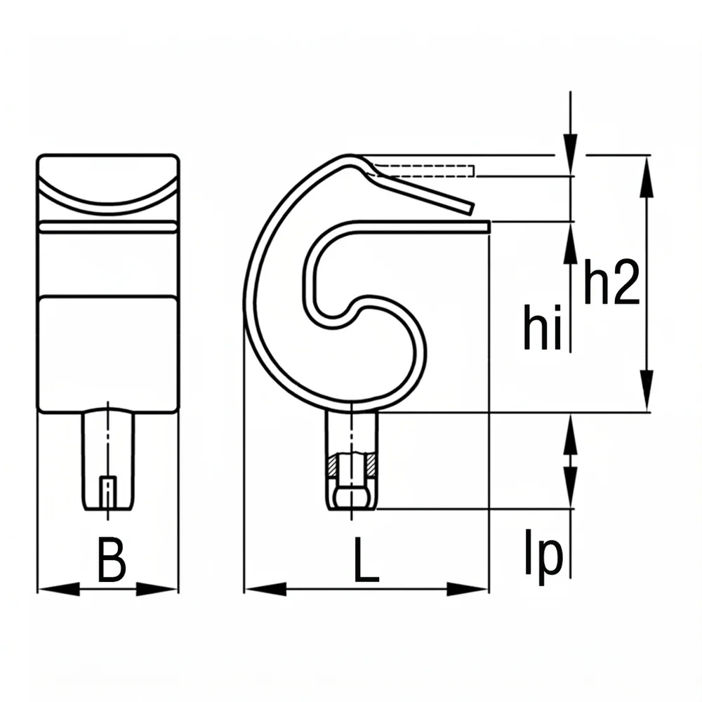 Plano acotado Abrazadera de mesa para conducto portacables Kaba 18-24mm - ABS - Aluminio blanco