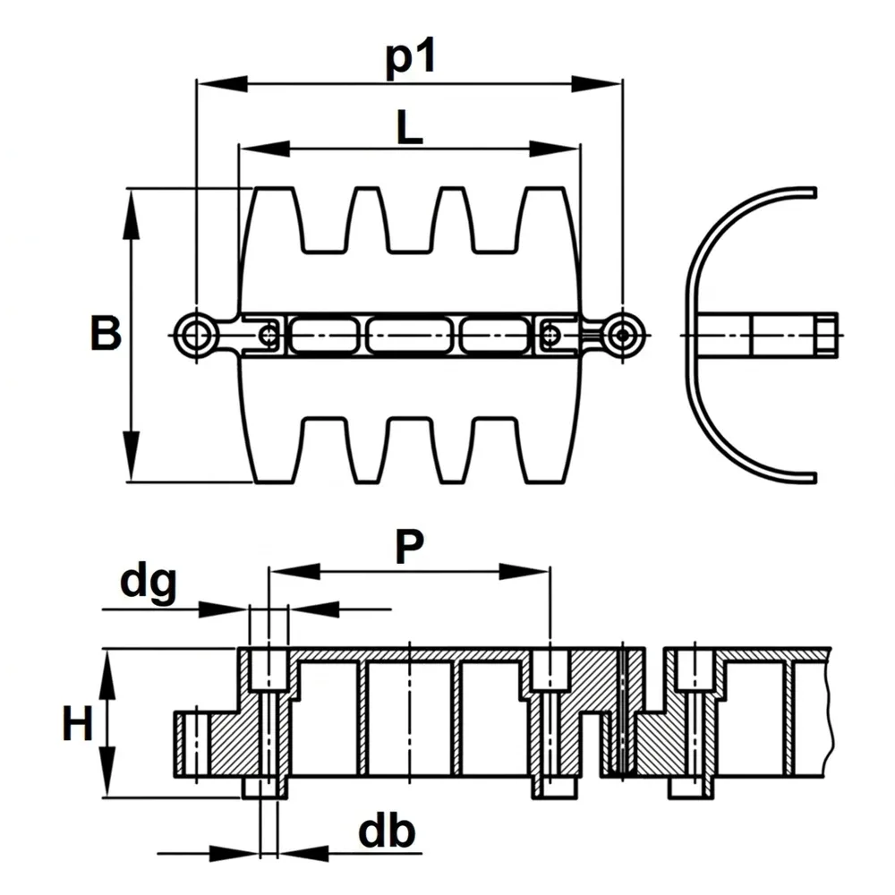 Dibujo técnico: Organizador de cables horizontal - SET