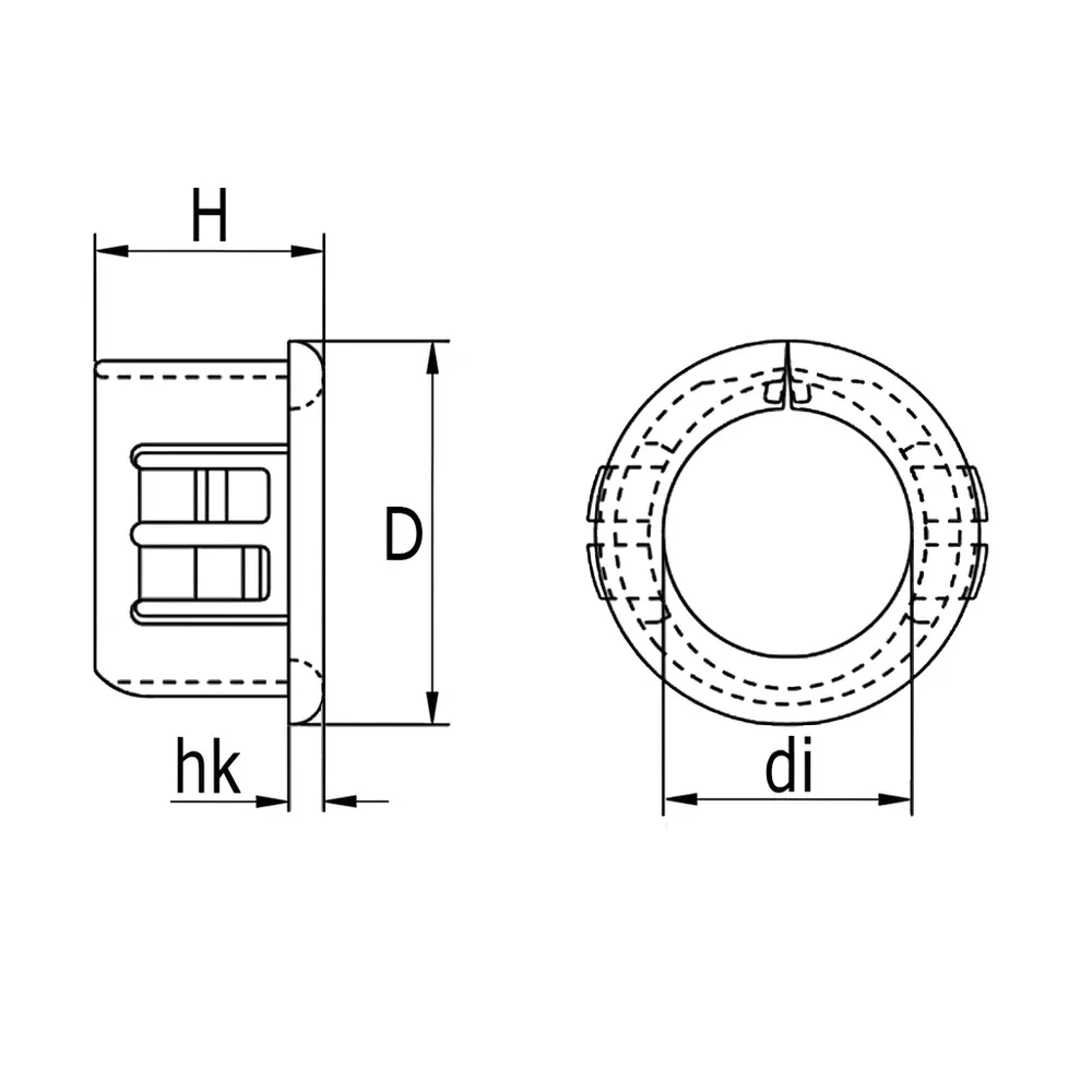 Dibujo técnico: Aro pasacable encajable - abierto lateralmente