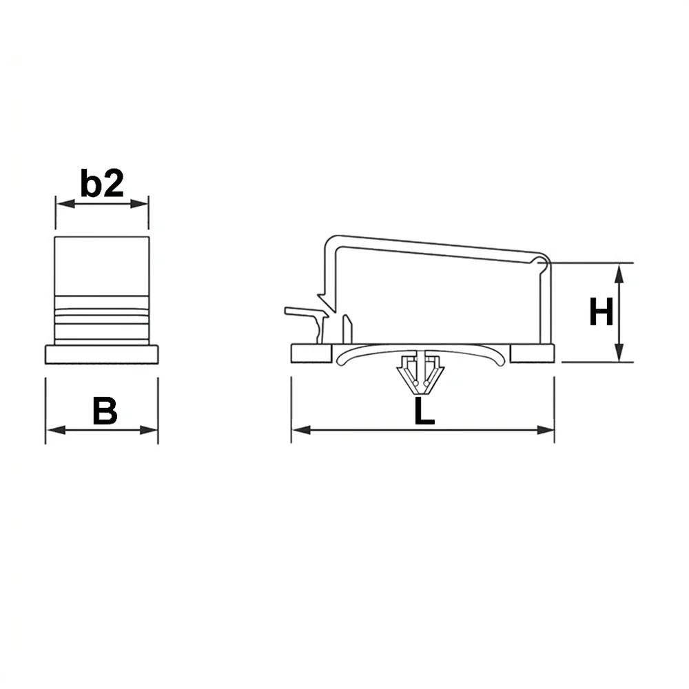 Plano acotado Soporte de cable rectangular PA 11.1x44.5mm - orificio Ø6.4mm - Gris