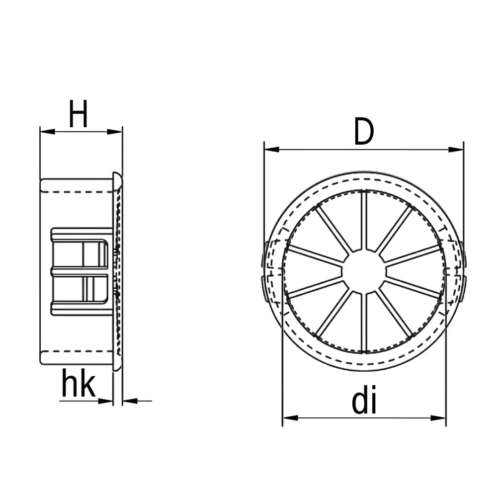 Dibujo técnico: Pasacables – encajable – cerrado