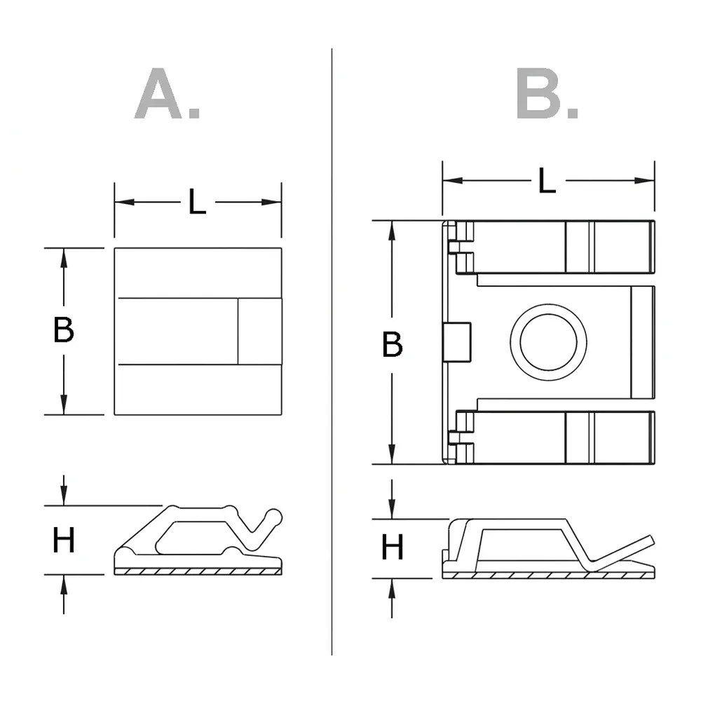 Dibujo técnico: Abrazadera adhesiva - sujetacables
