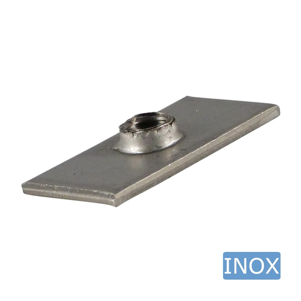Placa soldable rectangular 80x40mm - Acero inoxidable A2 (AISI 304) - con rosca M12