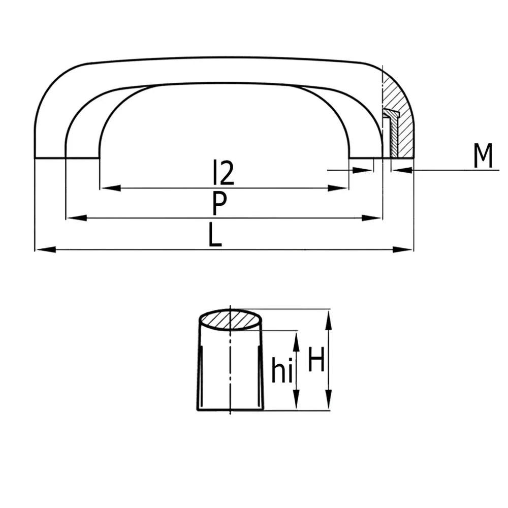 Dibujo técnico: Asa de puente - baquelita - con casquillo roscado
