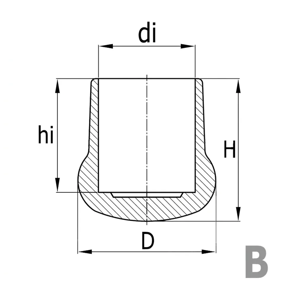 Dibujo técnico: Tapones para tubos redondos con base abombada