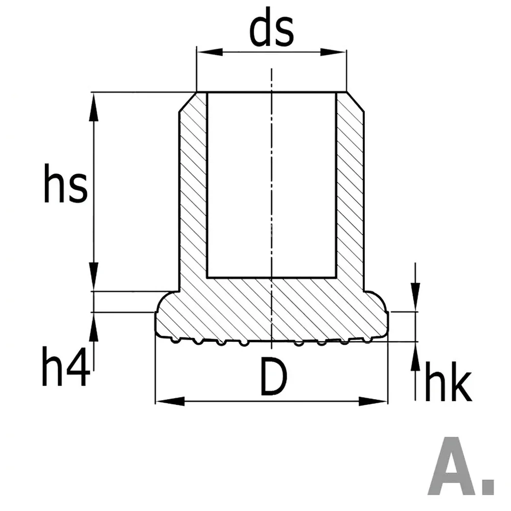 Dibujo técnico: Contera redonda con base agrandada