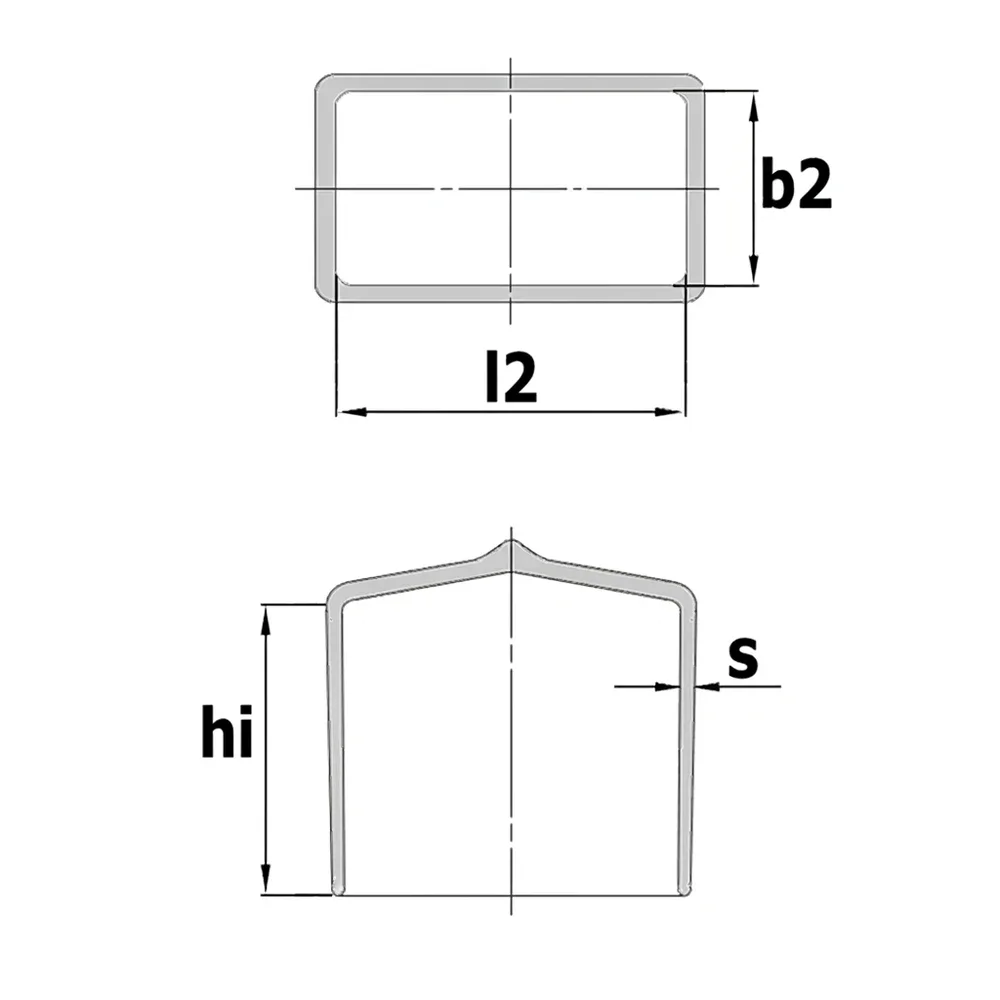 Plano acotado Tapón rectangular de PVC flexible de acero plano PVC 15x3mm - L=40mm - Negro intenso