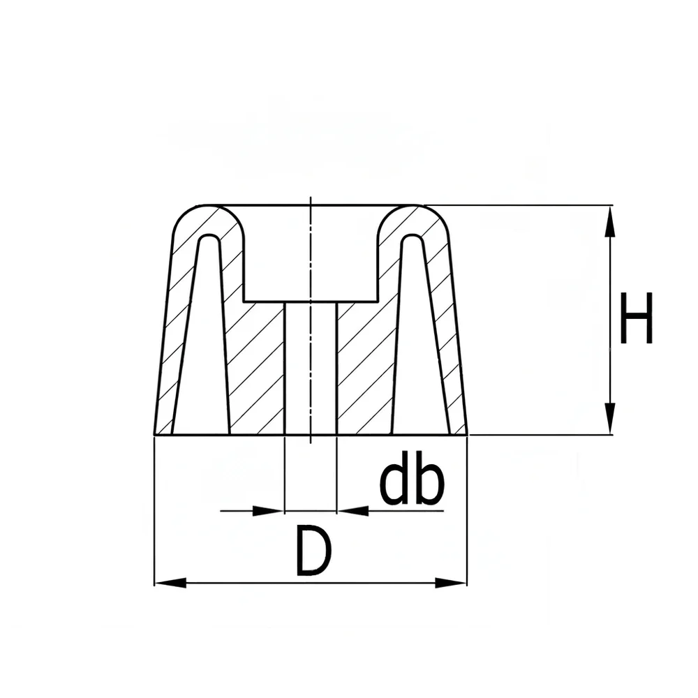 Plano de dimensiones Tope de puerta amortiguador PE