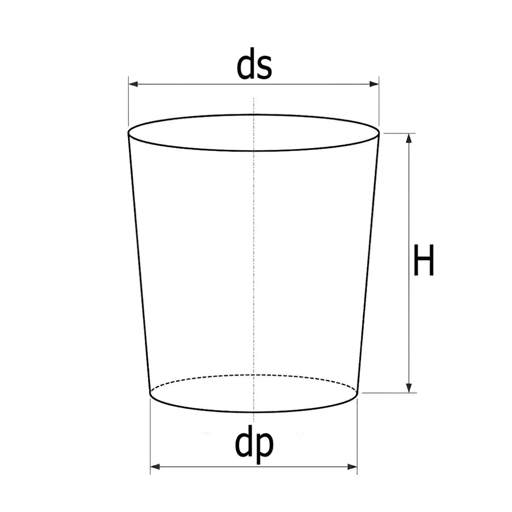 Plano de dimensiones Tapón cónico de silicona