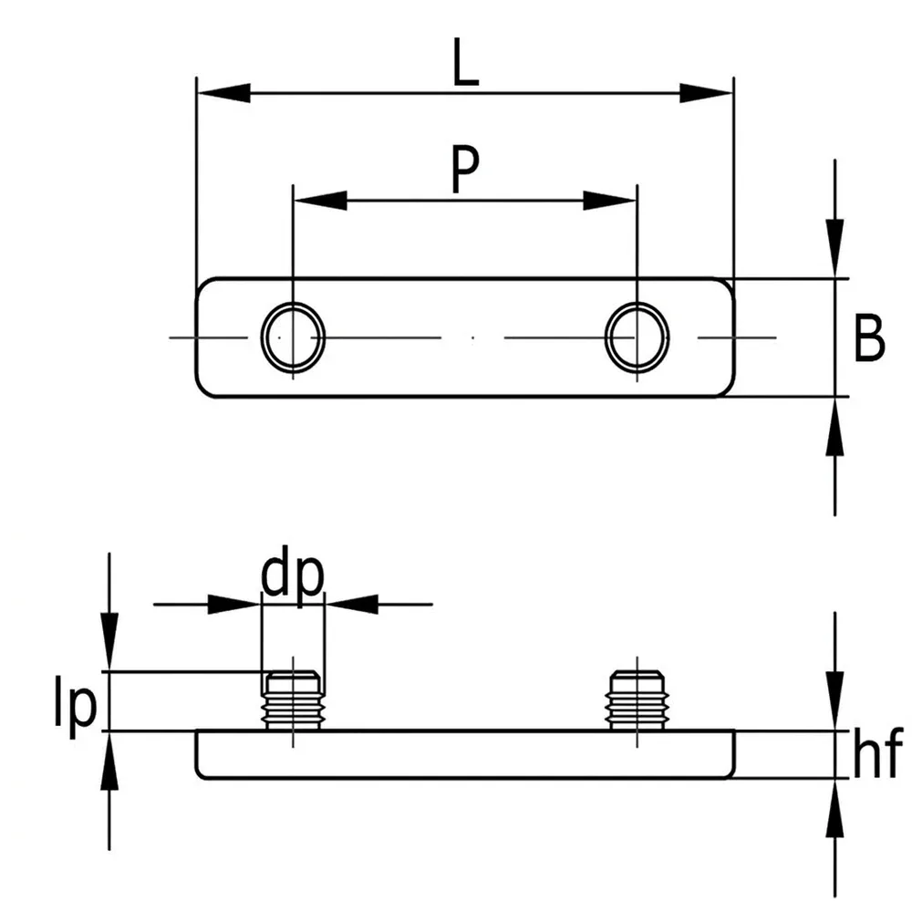 Dibujo técnico: Placas largas con tetones