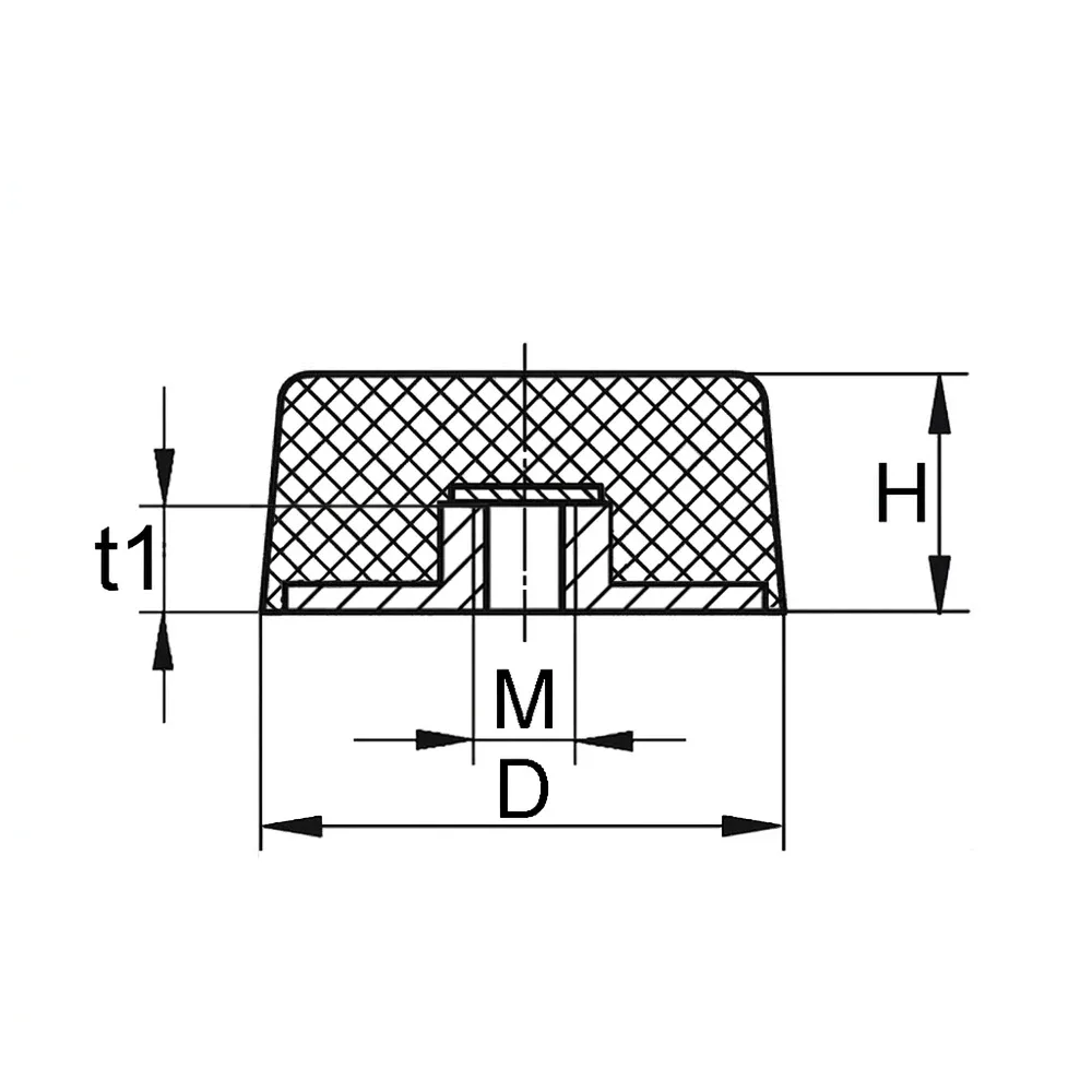 Dibujo técnico: Tope de goma tipo KN-E - cónico