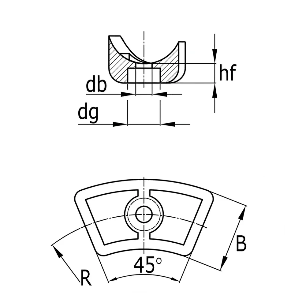 Plano de dimensiones Taco angular para tubos - 1 orificio