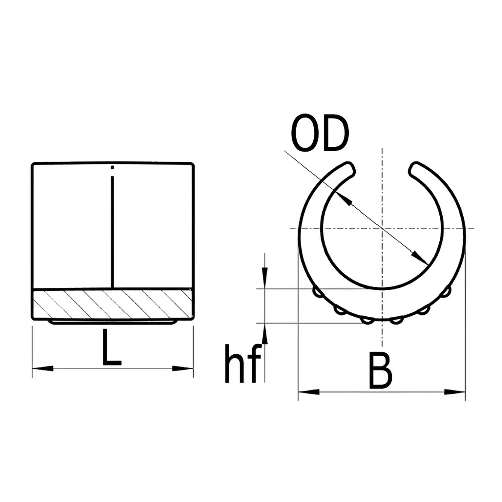Dibujo técnico: Taco adhesivo para sillas con base redondeada