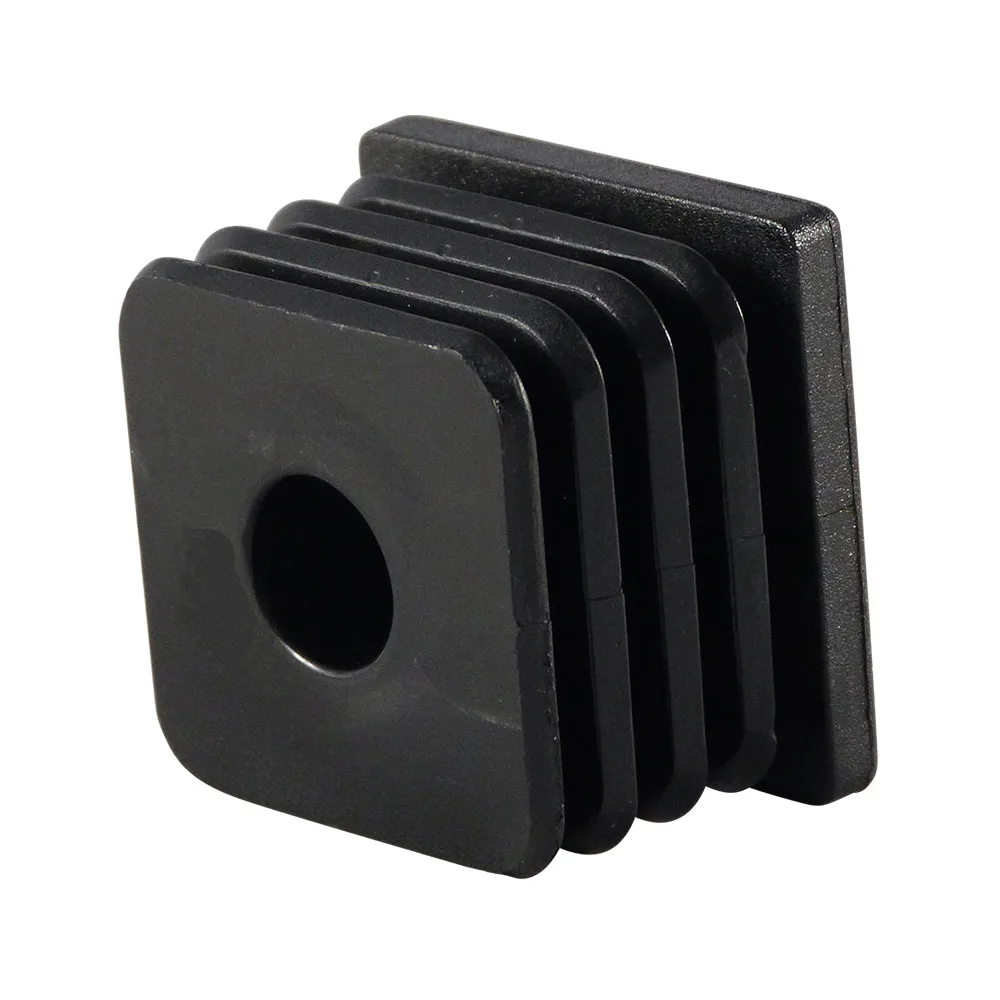 Contera cuadrada con aletas y casquillo roscado PA 30x30mm - 1.5-2.0mm - M12 - Negro