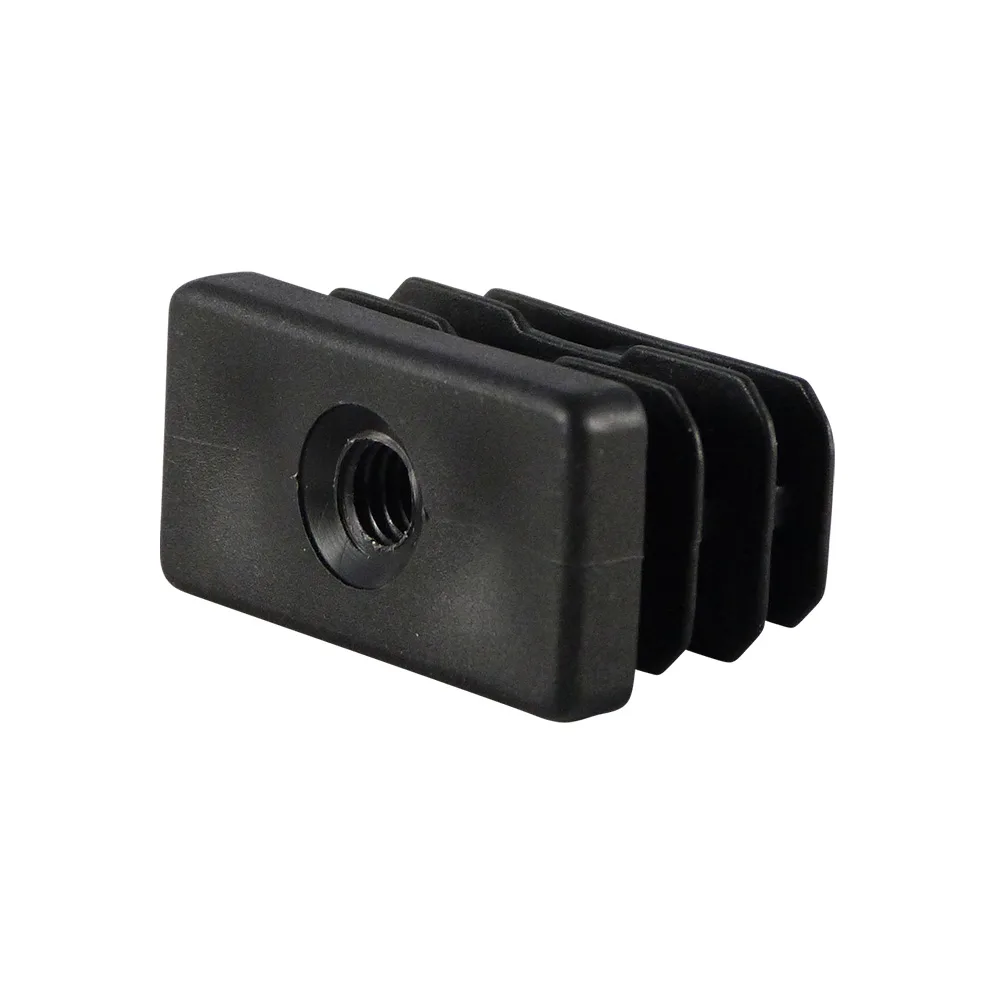 Contera rectangular con aletas PP 50x20mm - 1.0-2.0mm - roscado de plástico M10 - Negro