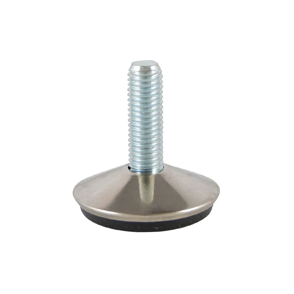 Pie nivelador redondo Ø30mm - M10x25 - tapa de acero cromado - base metálica - Cromo