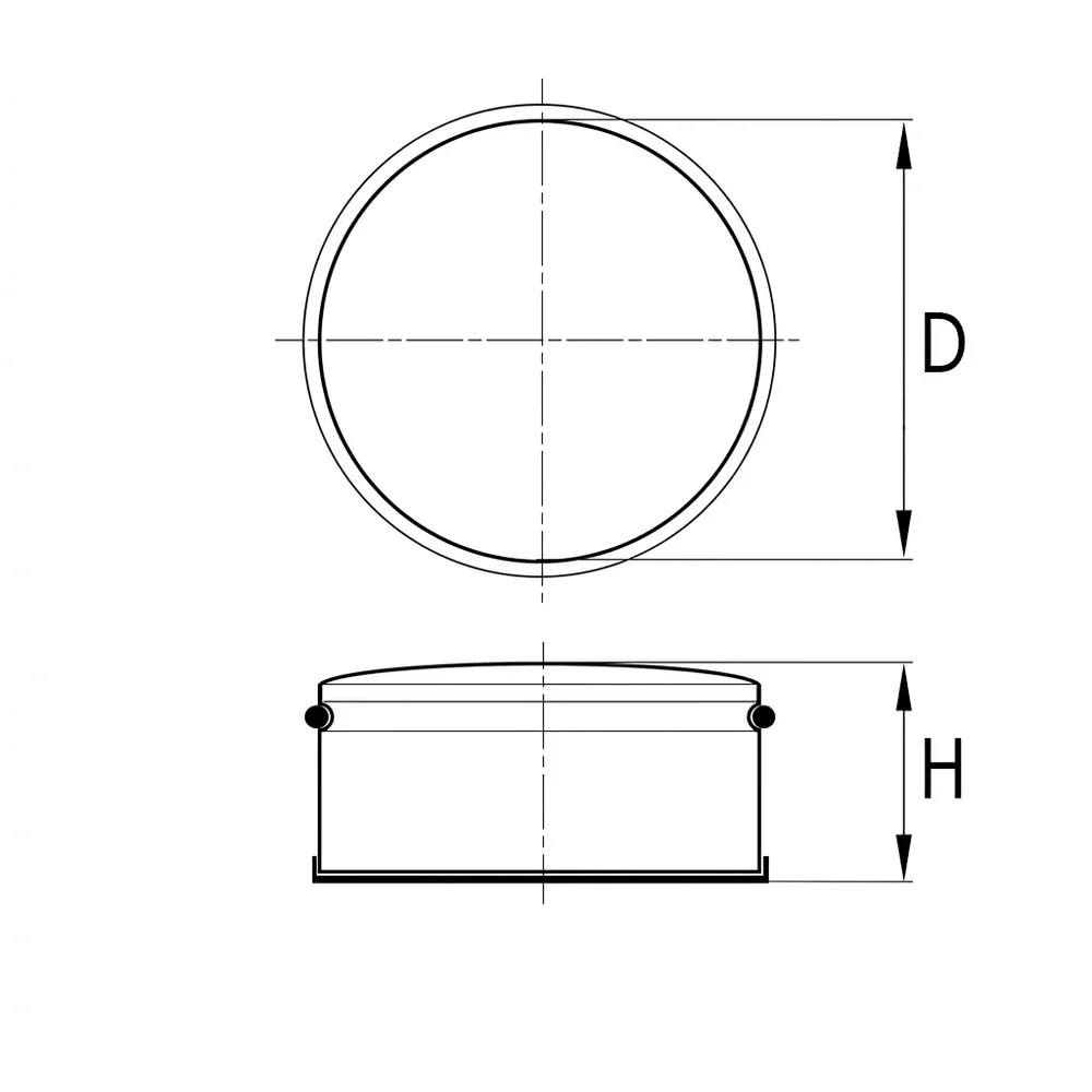 Plano acotado Tope de puerta redondo Ø110x60mm - Acero inoxidable