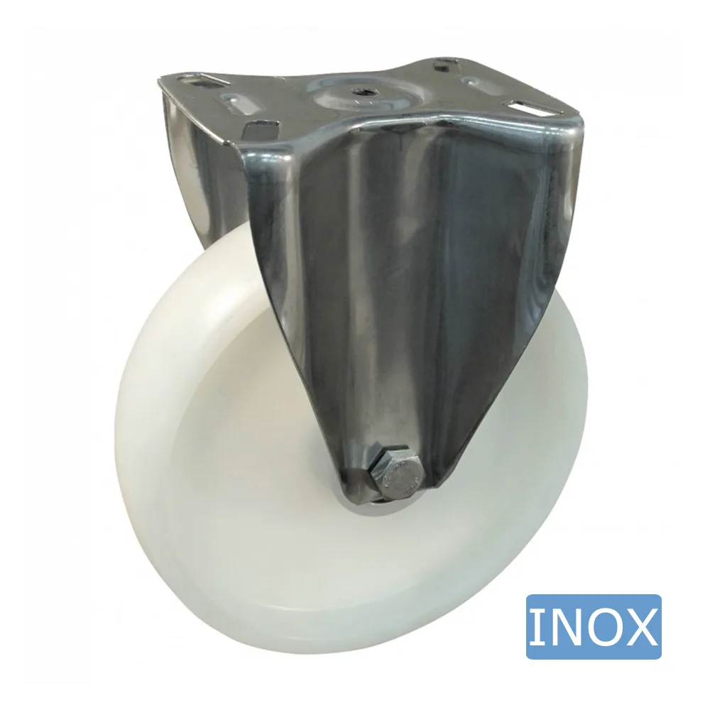 Rueda giratoria PA Ø125mm - banda de rodadura azul Plástico - Cojinete de deslizamiento - Fijación de placa 95x80mm - Acero inoxidable A2 (AISI 304) imagen 3