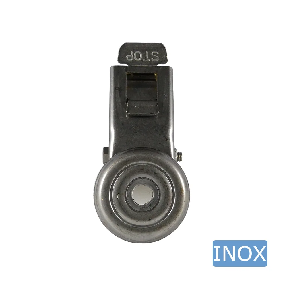 Rueda giratoria con freno PA Ø150mm - banda de rodadura azul Plástico - Rodamiento de rodillos - Agujero de perno Ø16mm - Acero inoxidable A2 (AISI 304) imagen 2