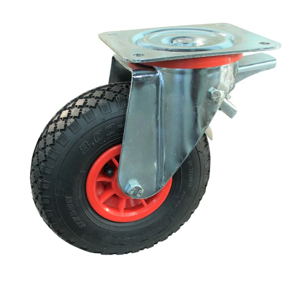Rueda de carretilla giratoria con freno con placa superior