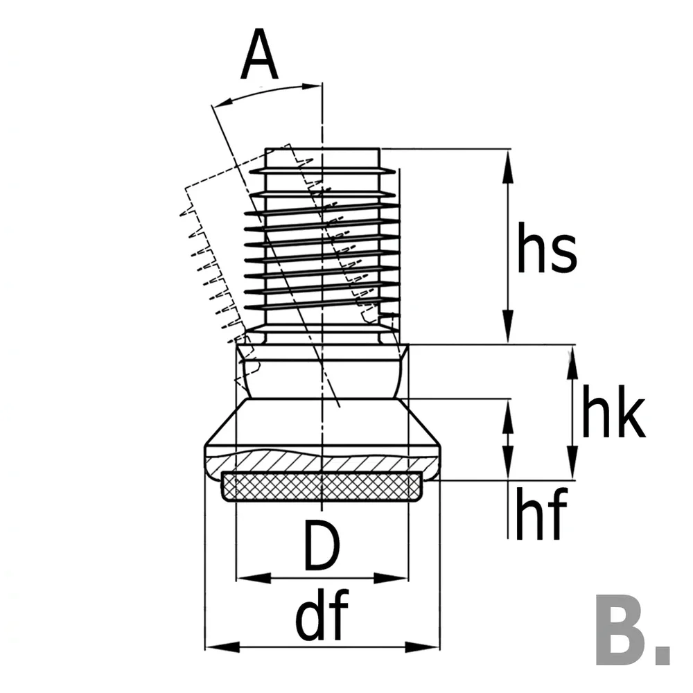 Plano de dimensiones 2 Contera redonda flexible con base de fieltro