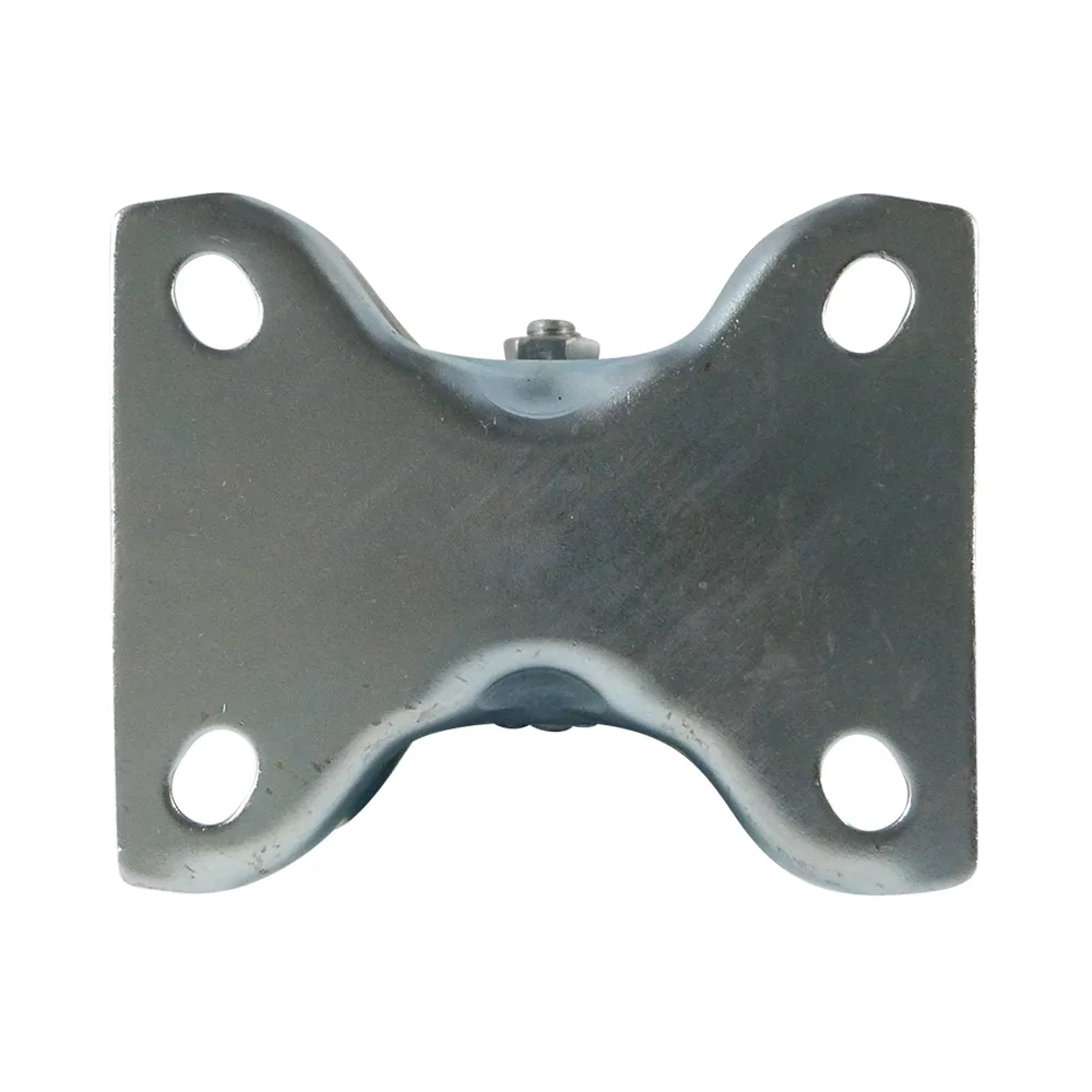 Rueda fija PA Ø100mm - banda de rodadura azul caucho - Fijación de placa 105x80mm - St - Acero imagen 2