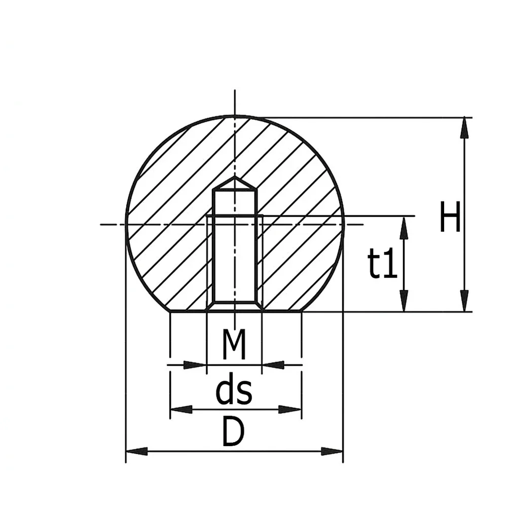 Plano acotado Pomo esférico 16mm - casquillo roscado - M4 - Al - Aluminio
