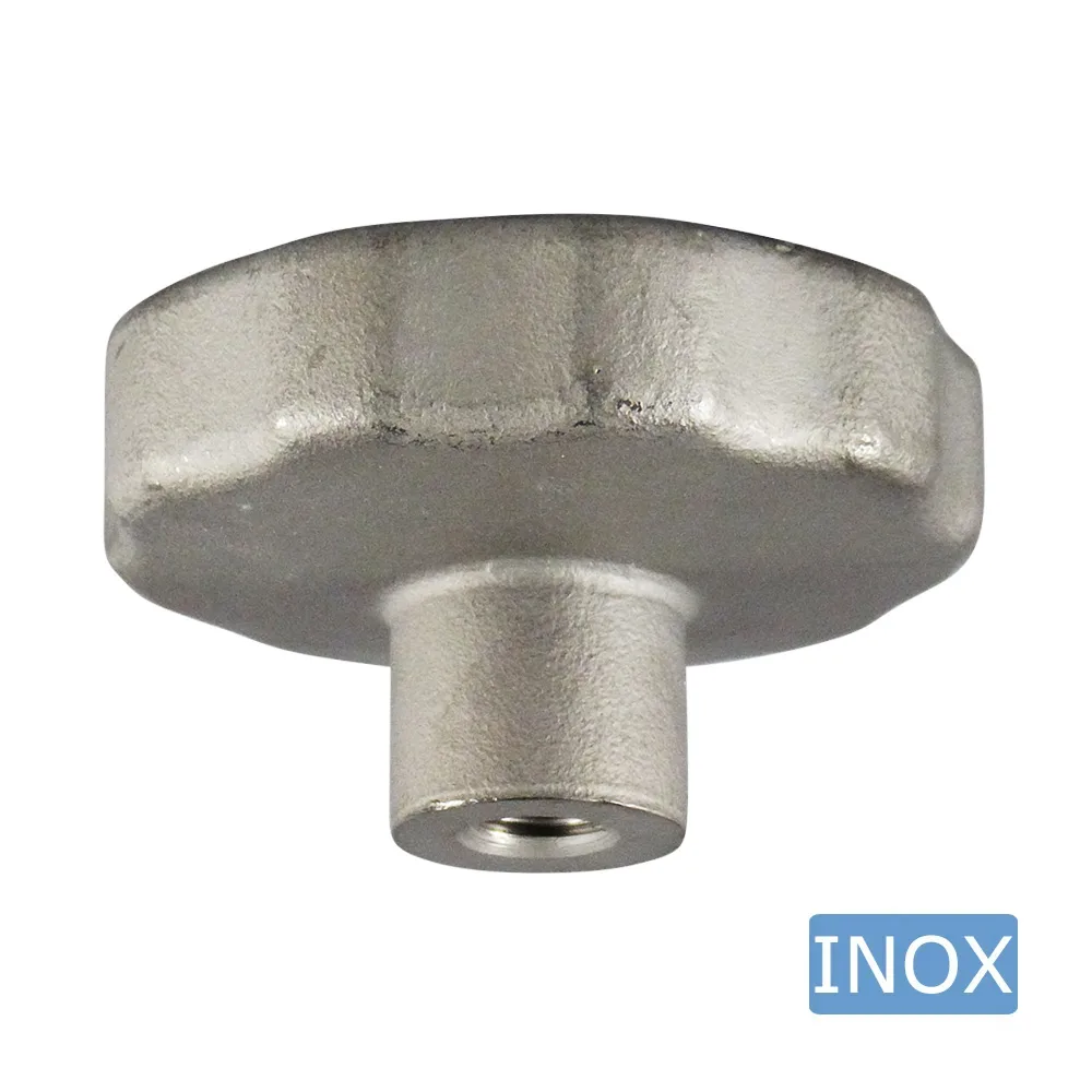 Pomo estrella de acero inoxidable macizo con rosca hembra