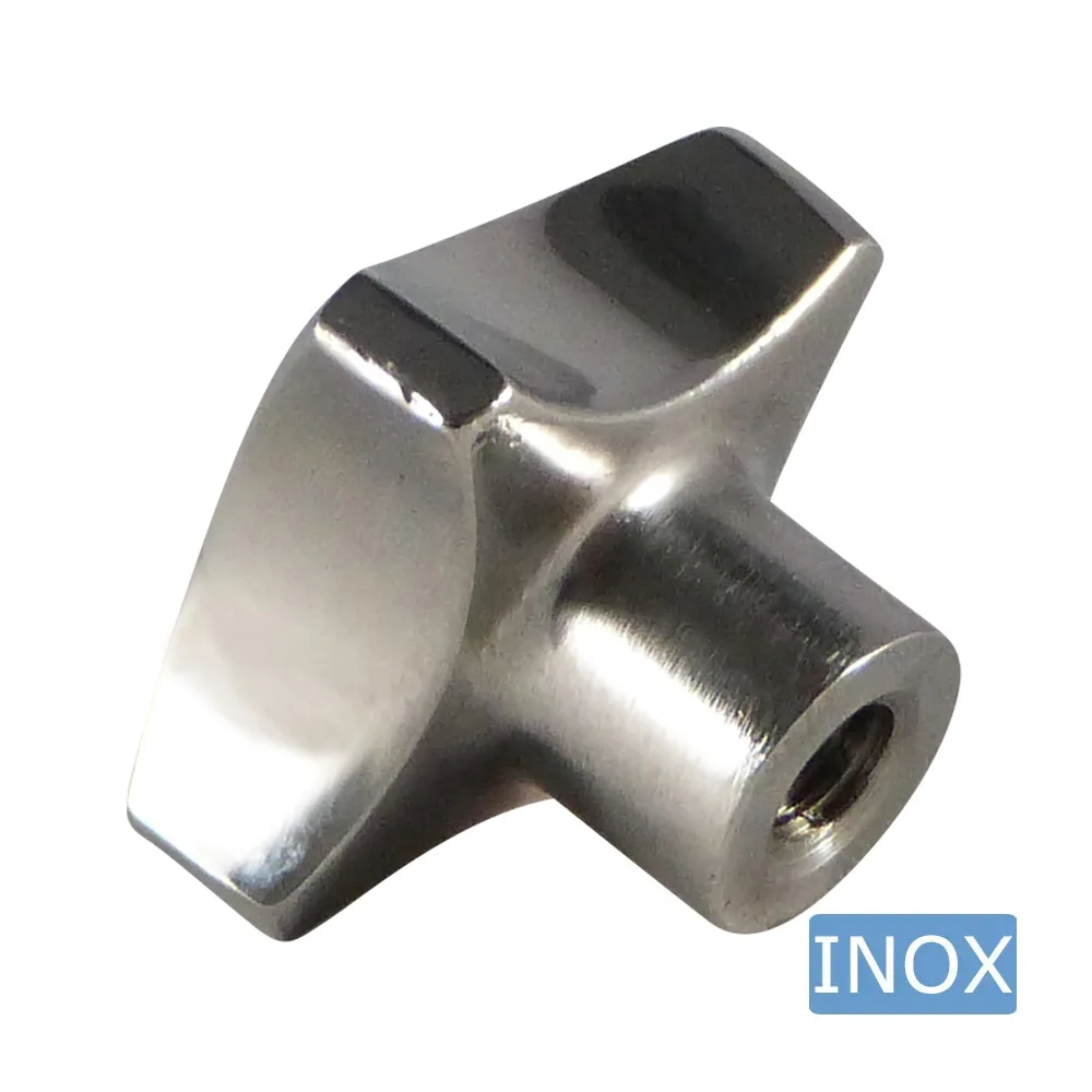 Pomo cruz Ø31mm - manguito roscado M6 - Acero inoxidable A2 (AISI 304) imagen 3