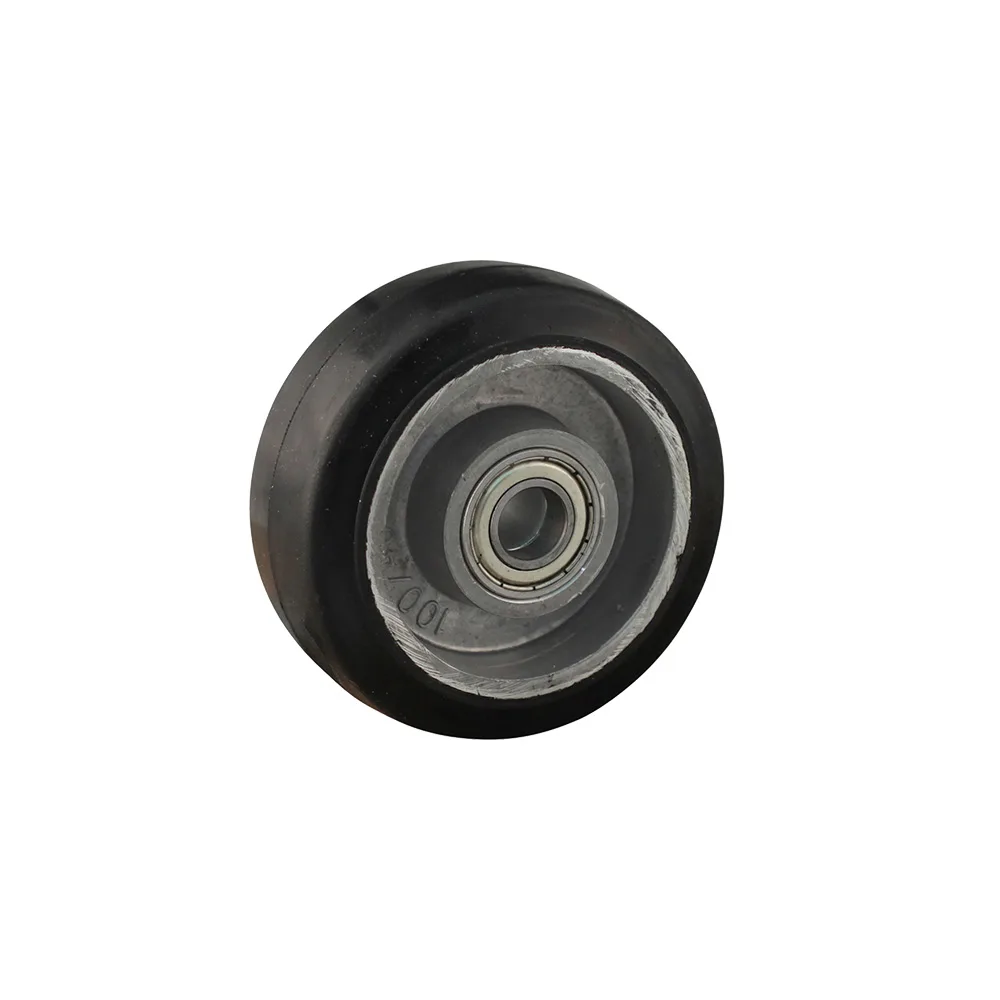 Rueda Ø100mm - banda de rodadura azul Caucho / TPE - Rodamiento de bolas - carga pesada - agujero del eje Ø15mm - Al - Aluminio imagen 2