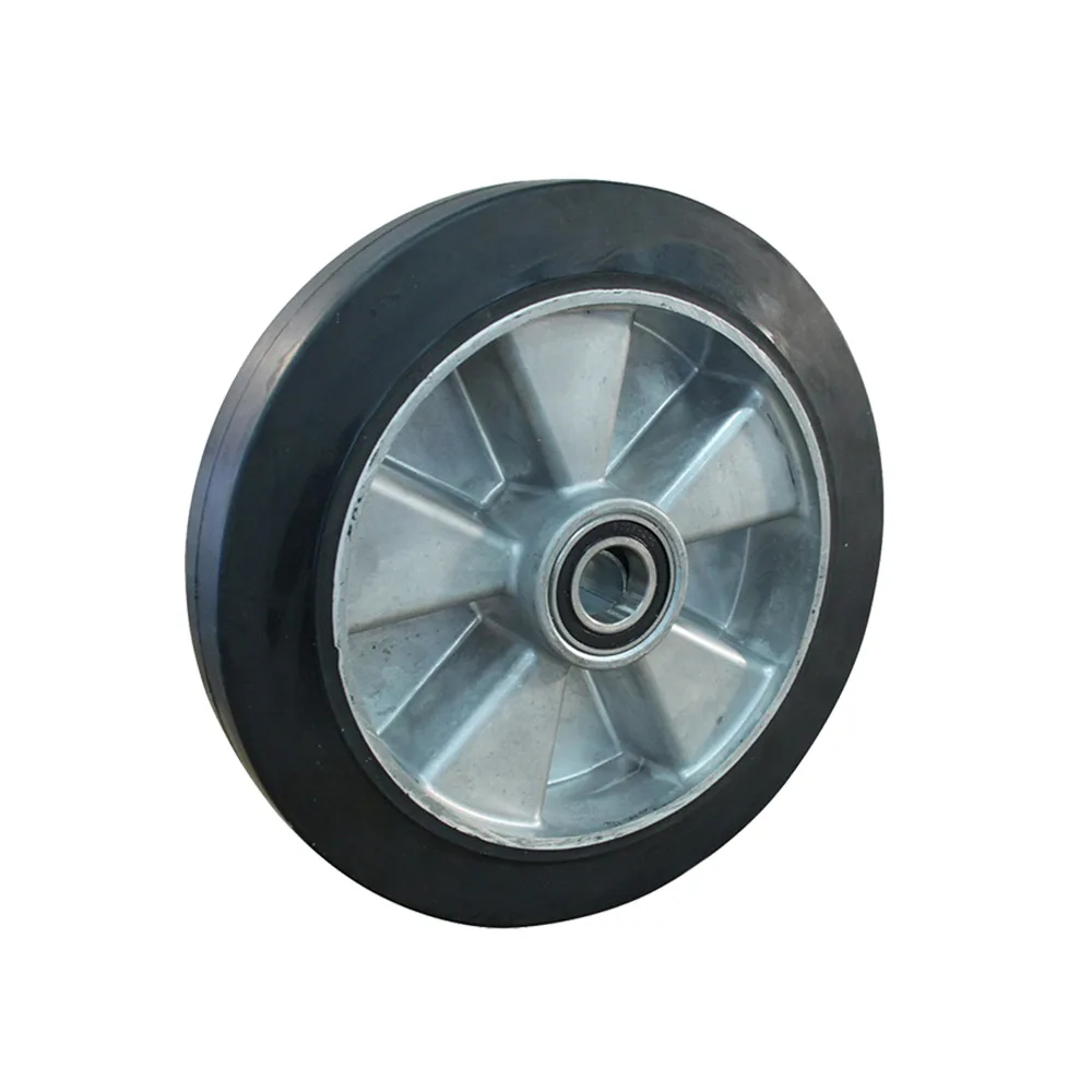 Rueda Ø100mm - banda de rodadura azul Caucho / TPE - Rodamiento de bolas - carga pesada - agujero del eje Ø15mm - Al - Aluminio